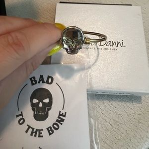 Luca and Danni clear and gold skeleton head bangle